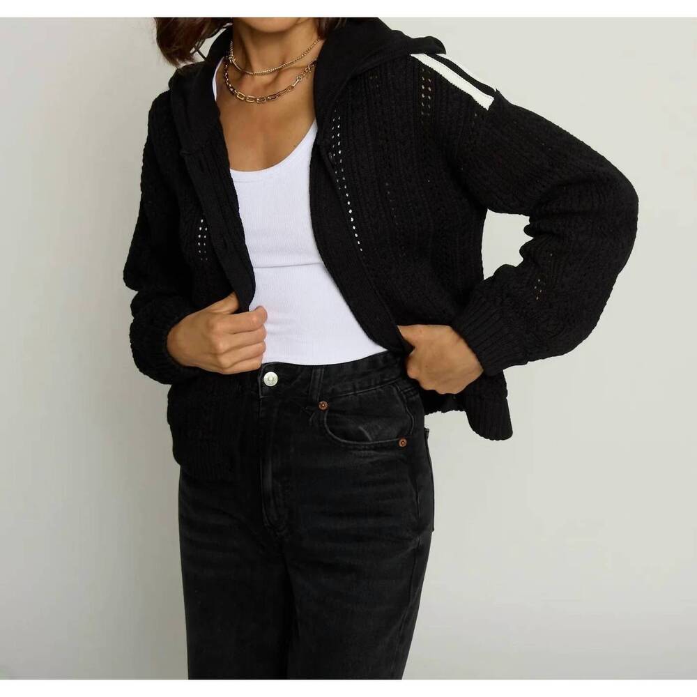 NEW CENTRAL PARK WEST sweater bomber jacket in black